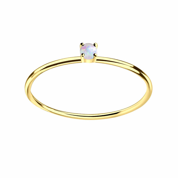 11380 Stříbrný prsten se dámský s opálem pozlacený - 54 mm (US 7)