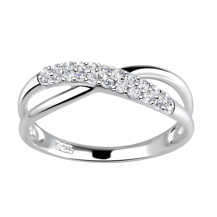 17961 Stříbrný prsten se zirkony dámský TWISTED - 49 mm (US 5)