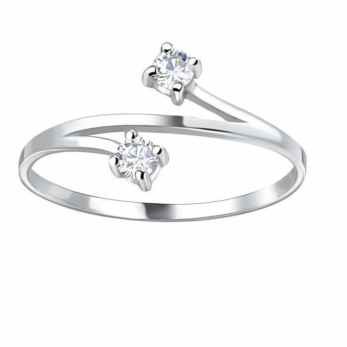 4062 Stříbrný prsten se dvěmi zirkony - 56 mm (US 8)