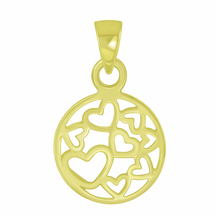 6393 Stříbrný přívěsek pozlacený HEARTS - 10 mm