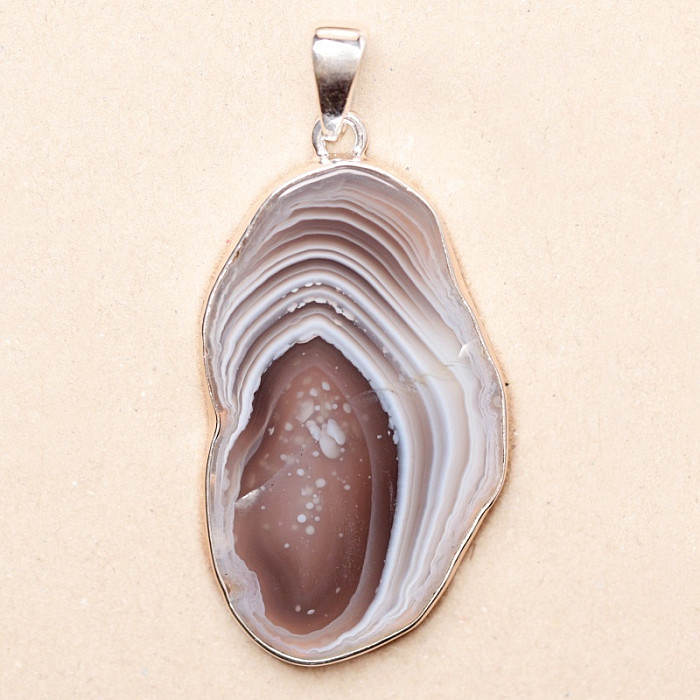 Achát Botswana plátek přívěsek stříbro Ag 925 P296 - 4