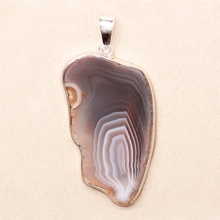 Achát Botswana plátek přívěsek stříbro Ag 925 P311 - 4
