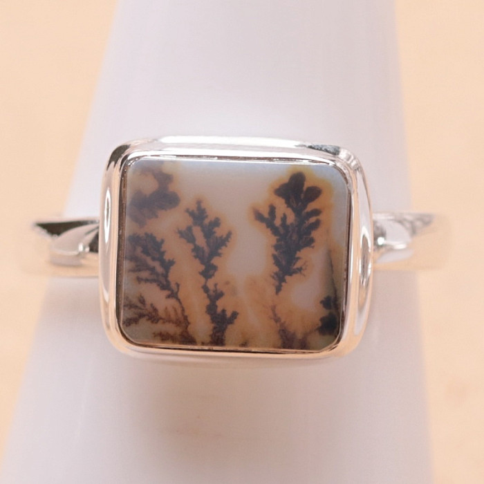 Achát dendritický prsten stříbro Ag 925 R1964 - 59 mm (US 9)