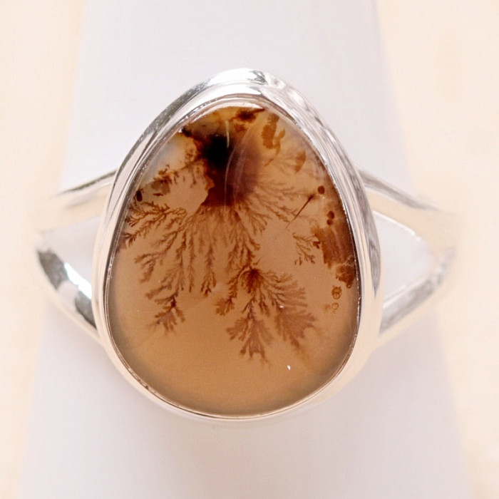 Achát dendritický prsten stříbro Ag 925 R1969 - 61 mm (US 9
