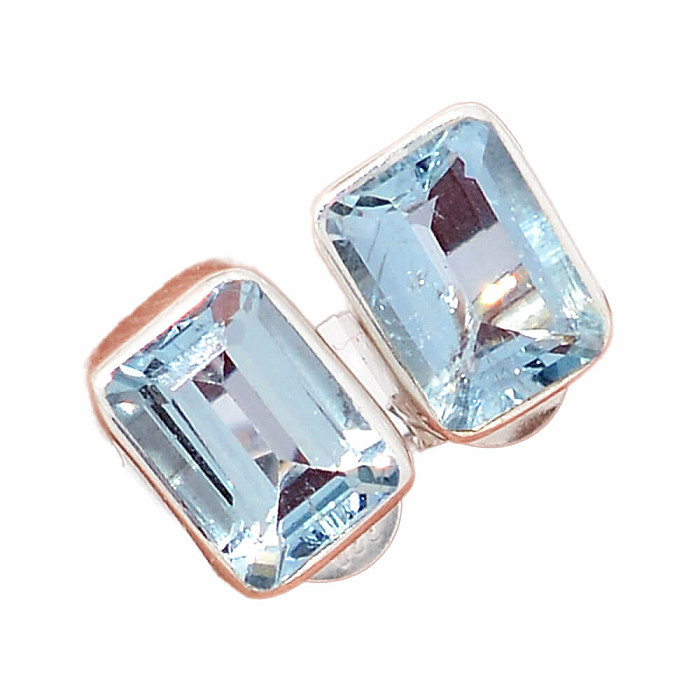 Akvamarín broušený náušnice pecky stříbro Ag 925 E123 - 0