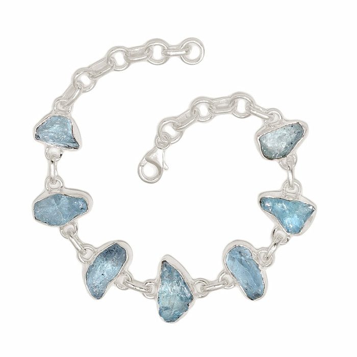 Akvamarín surový náramek stříbro Ag 925 B85 - 17 - 19