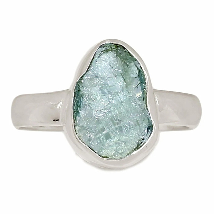 Akvamarín surový prsten stříbro Ag 925 R1656 - 57 mm (US 8)