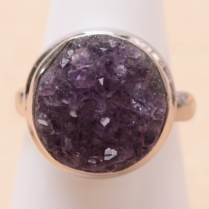 Ametyst drůzička prsten stříbro Ag 925 R1054 - 60 mm (US 9