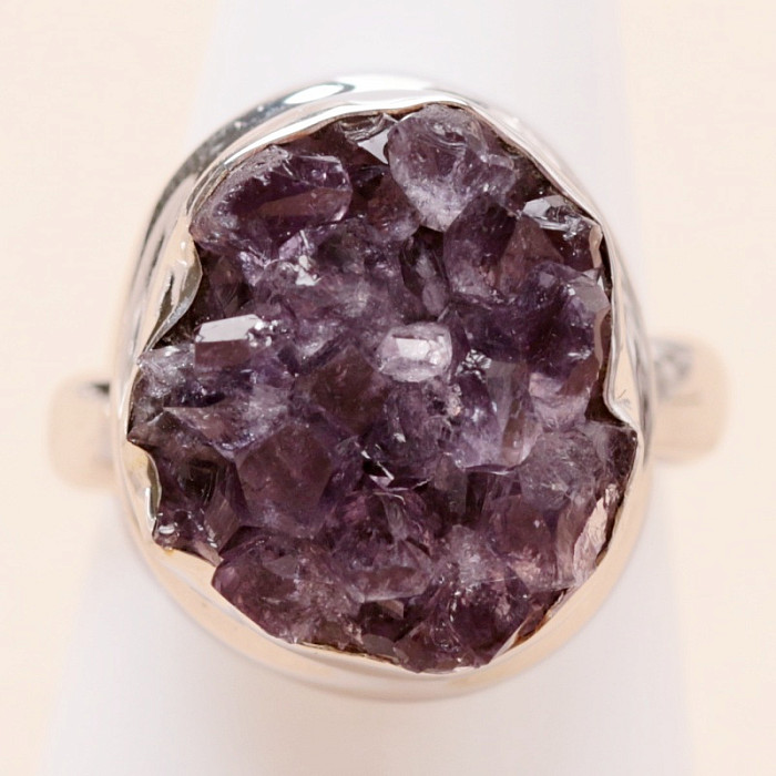Ametyst drůzička prsten stříbro Ag 925 R1073 - 57 mm (US 8)