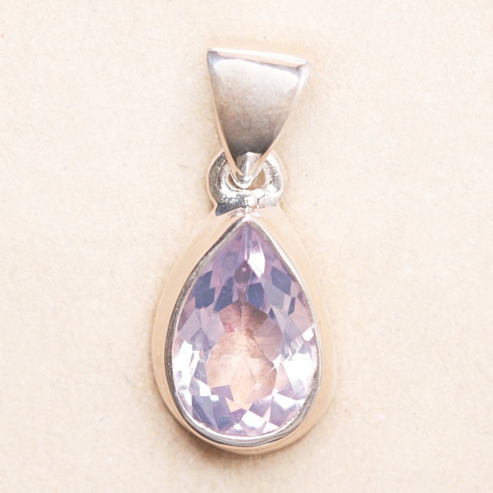 Ametyst levandulový broušený přívěsek stříbro Ag 925 P1 - 1