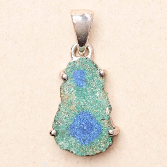 Azurit v malachitu řez krápníkem přívěsek stříbro Ag 925 P11 - 1