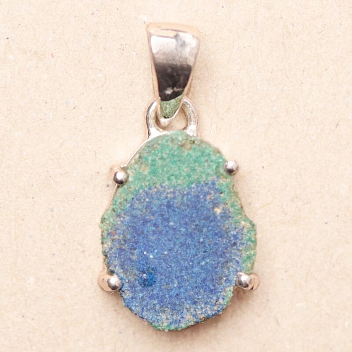 Azurit v malachitu řez krápníkem přívěsek stříbro Ag 925 P14 - 1