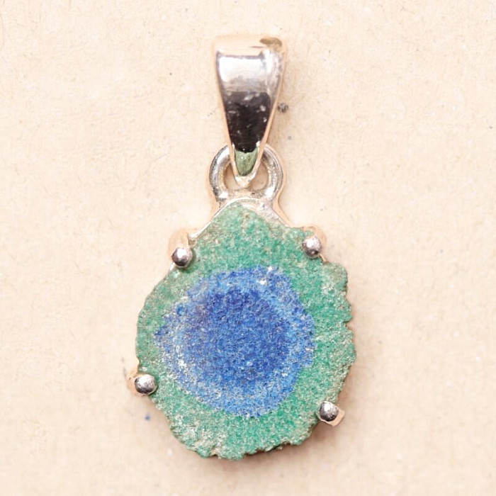 Azurit v malachitu řez krápníkem přívěsek stříbro Ag 925 P21 - 1