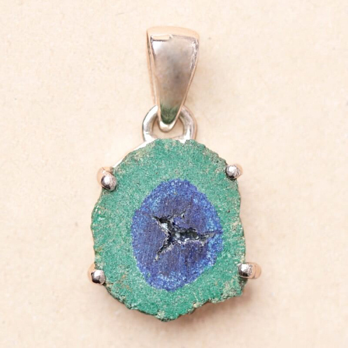Azurit v malachitu řez krápníkem přívěsek stříbro Ag 925 P23 - 1