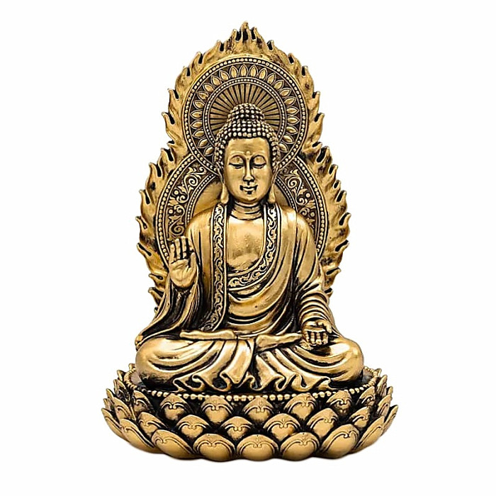 Buddha na lotosovém květu Abhaya mudra soška 27 cm - cca 15