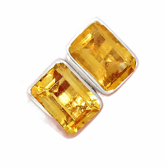 Citrín broušený náušnice pecky stříbro Ag 925 E879 - 0