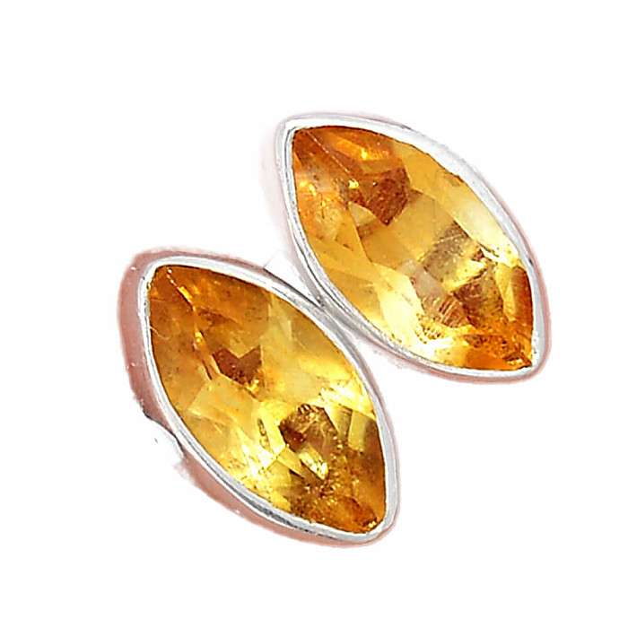 Citrín broušený náušnice pecky stříbro Ag 925 E882 - 0