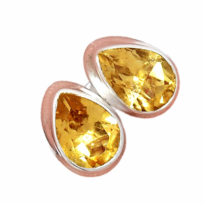 Citrín broušený náušnice pecky stříbro Ag 925 E894 - 0