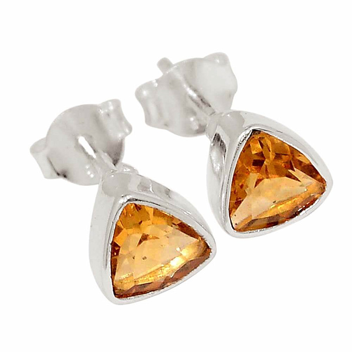 Citrín broušený náušnice pecky stříbro Ag 925 E921 - 0