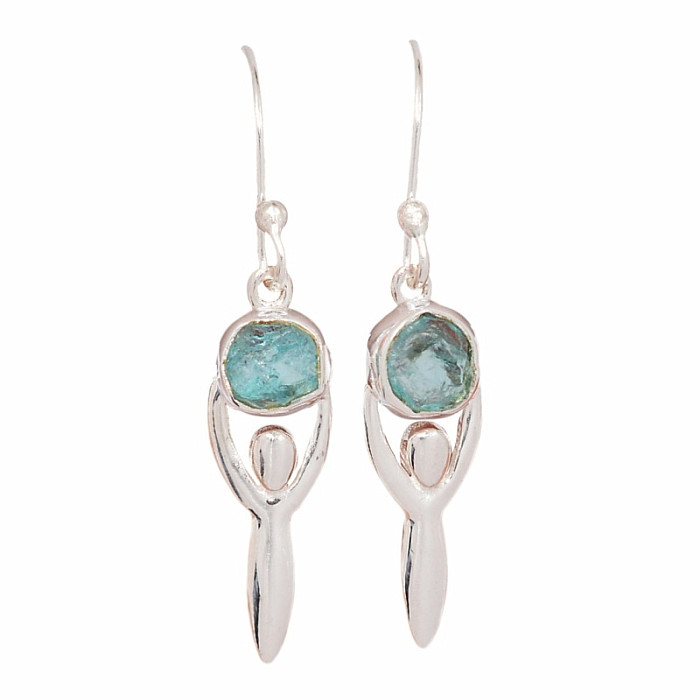 Designové náušnice apatit modrý neon stříbro Ag 925 E186 - 2