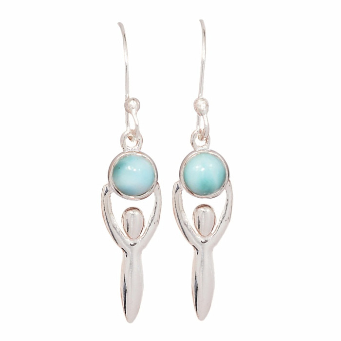 Designové náušnice s larimarem stříbro Ag 925 E167 - 2