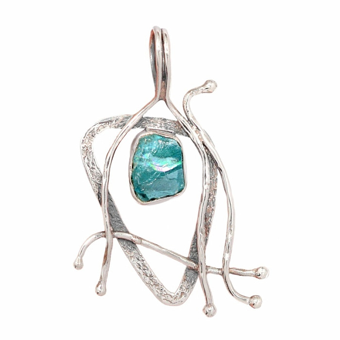 Designový přívěsek apatit modrý neon stříbro Ag 925 P2414 - 4