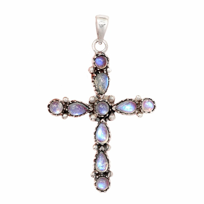 Designový přívěsek měsíční kámen duhový stříbro Ag 925 P2138 - 3 cm