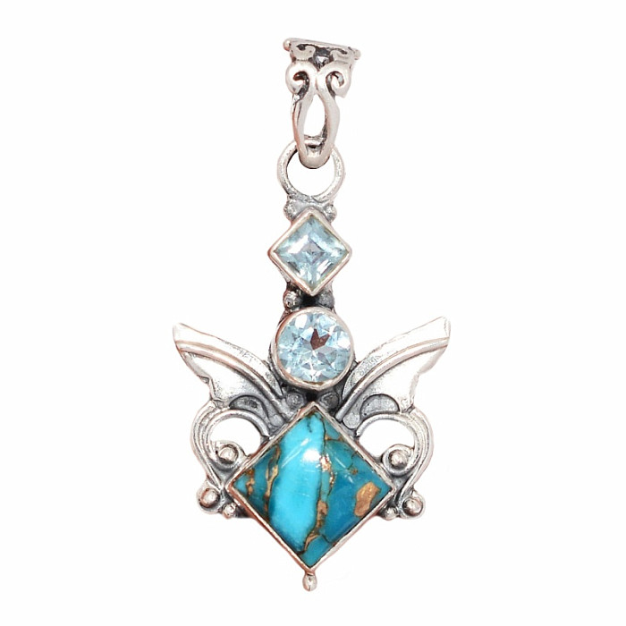Designový přívěsek tyrkys modrý stříbro Ag 925 P2201 - 2