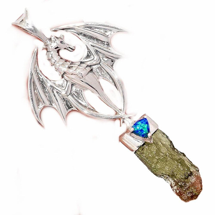 Designový přívěsek vltavín stříbro Ag 925 P2045 - 4