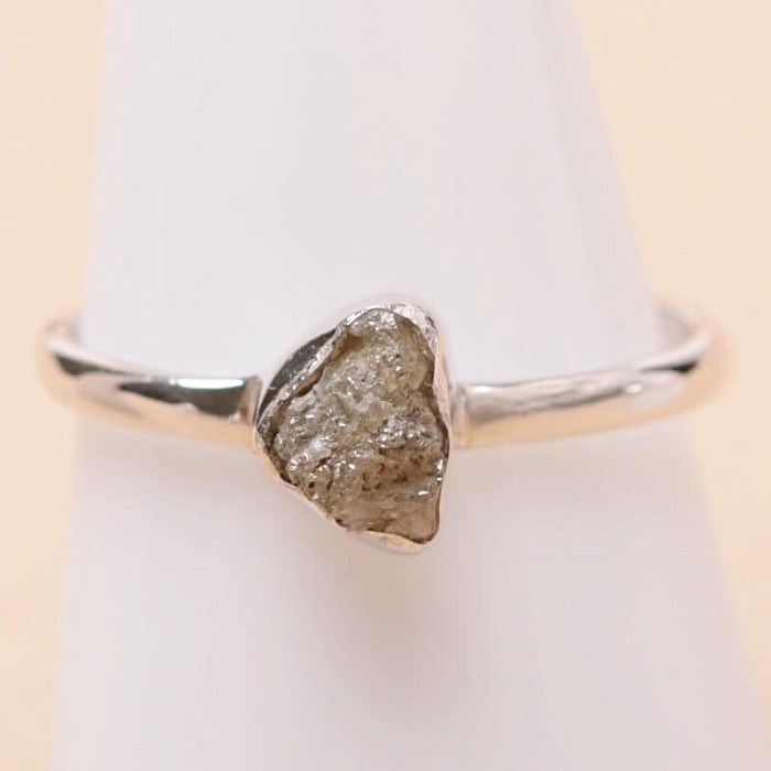 Diamant přírodní surový prsten stříbro Ag 925 R373 - 57 mm (US 8)