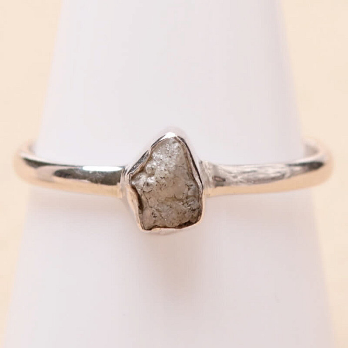 Diamant přírodní surový prsten stříbro Ag 925 R376 - 58 mm (US 8