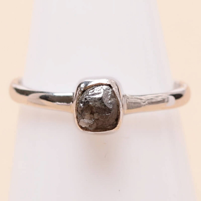 Diamant přírodní surový prsten stříbro Ag 925 R395 - 53 mm (US 6