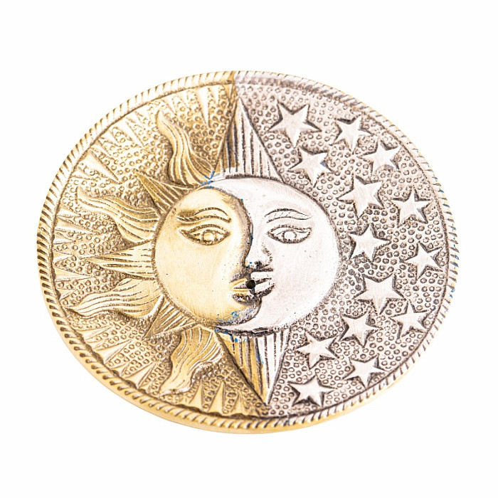 Kovový talířek – stojánek pro vonné tyčinky Slunce a Měsíc - cca 11