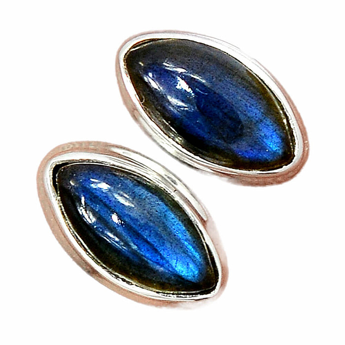 Labradorit duhový náušnice pecky stříbro Ag 925 E1424 - 0