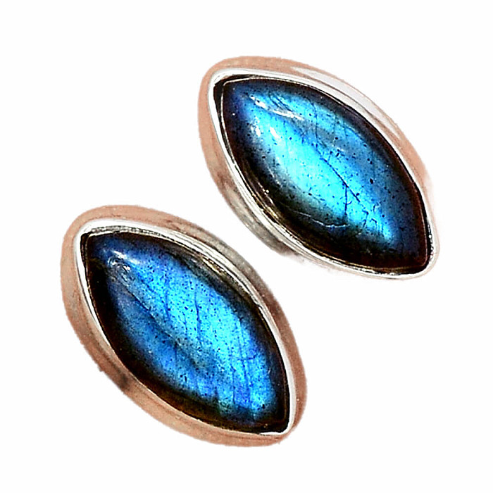 Labradorit duhový náušnice pecky stříbro Ag 925 E1456 - 0