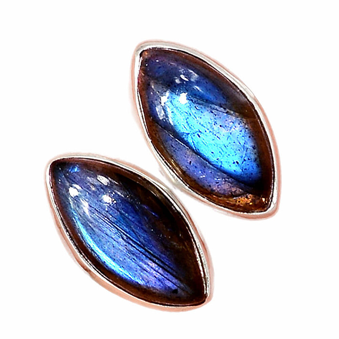 Labradorit duhový náušnice pecky stříbro Ag 925 E1562 - 0