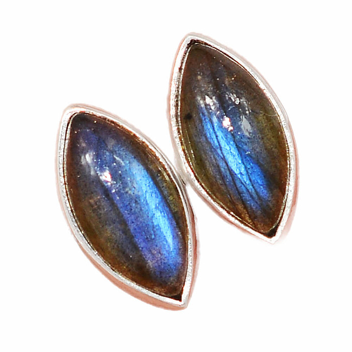 Labradorit duhový náušnice pecky stříbro Ag 925 E1588 - 0