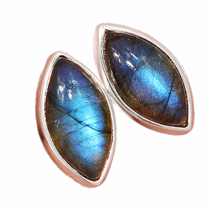 Labradorit duhový náušnice pecky stříbro Ag 925 E1593 - 0