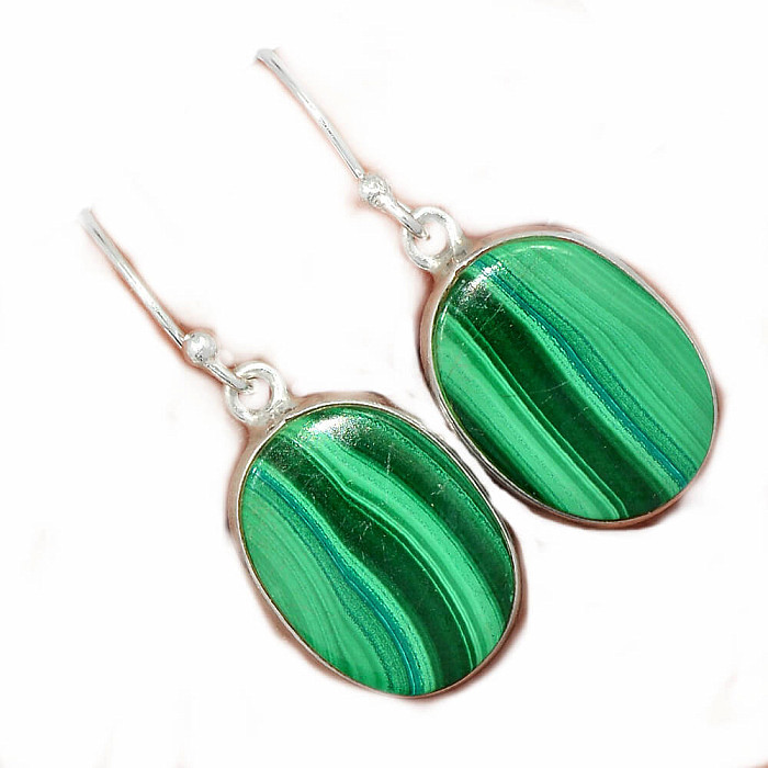 Malachit náušnice stříbro Ag 925 E1773 - 1