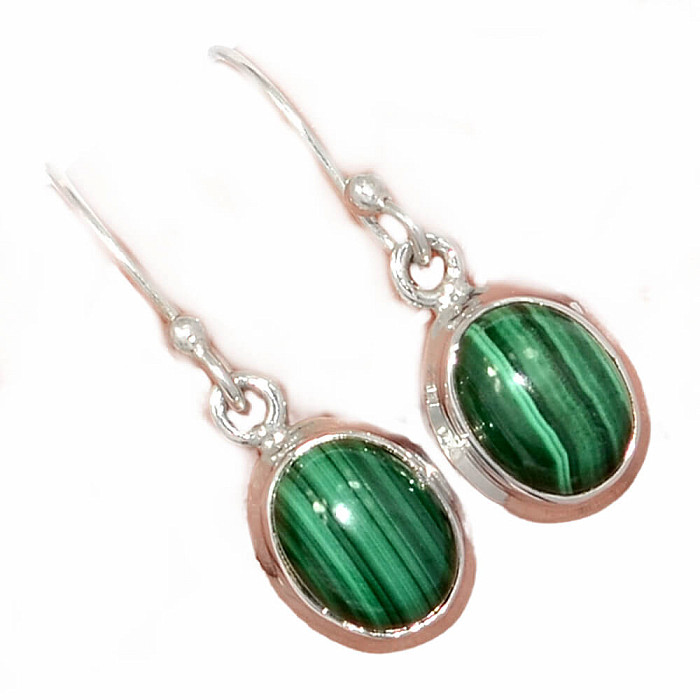 Malachit náušnice stříbro Ag 925 E1856 - 0