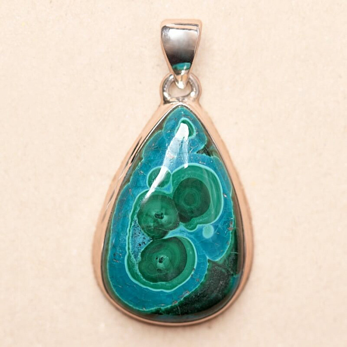 Malachit v chryzokolu přívěsek stříbro Ag 925 P1998 - 2