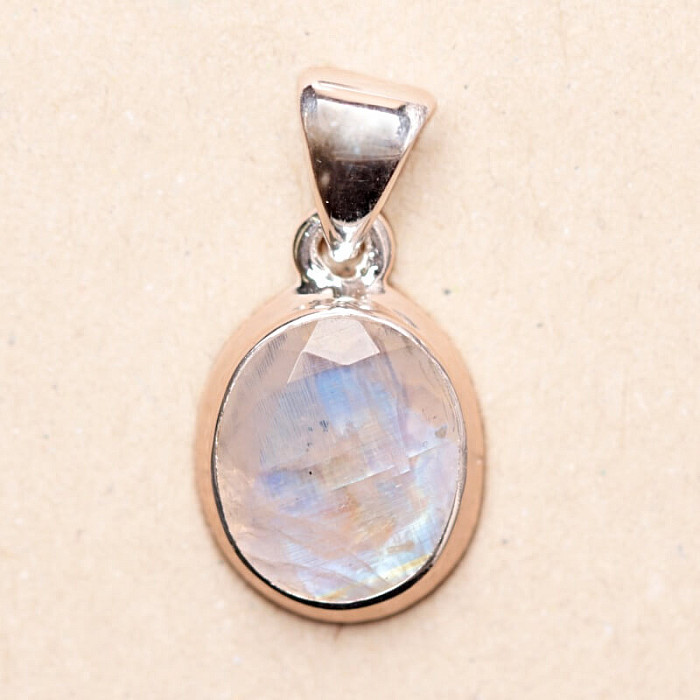 Měsíční kámen duhový broušený přívěsek stříbro Ag 925 P1911 - 1