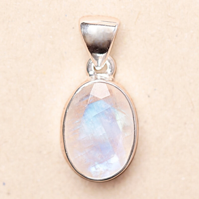 Měsíční kámen duhový broušený přívěsek stříbro Ag 925 P1917 - 1