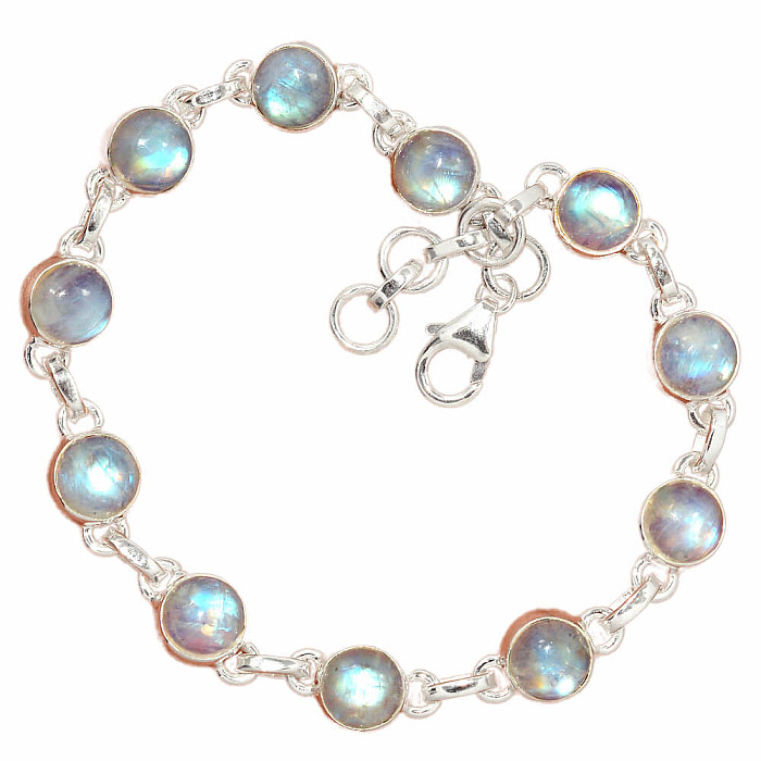 Měsíční kámen duhový náramek stříbro Ag 925 B740 - 19