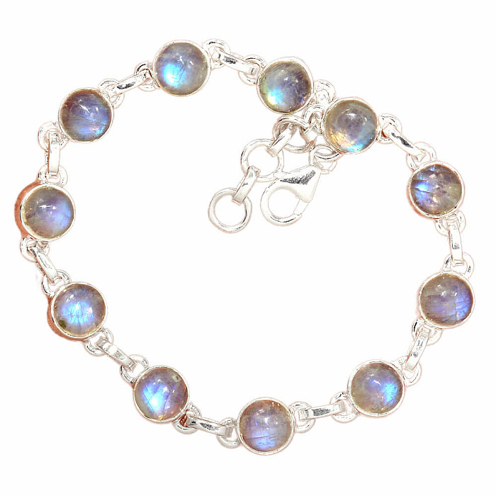 Měsíční kámen duhový náramek stříbro Ag 925 B746 - 19