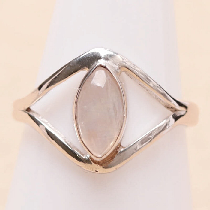 Měsíční kámen duhový prsten stříbro Ag 925 R1564 - 57 mm (US 8)