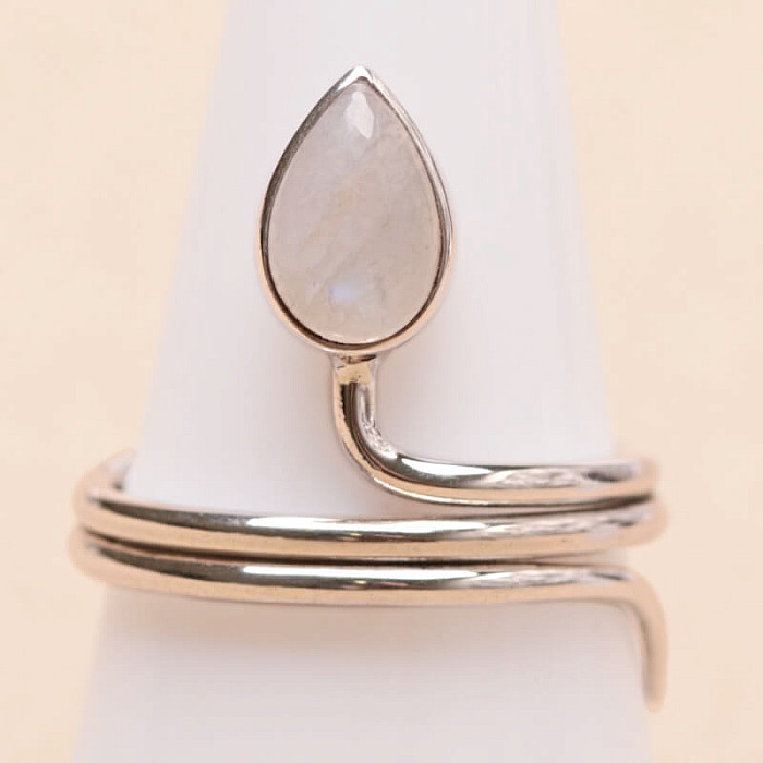 Měsíční kámen duhový prsten stříbro Ag 925 R894 - 57 mm (US 8)