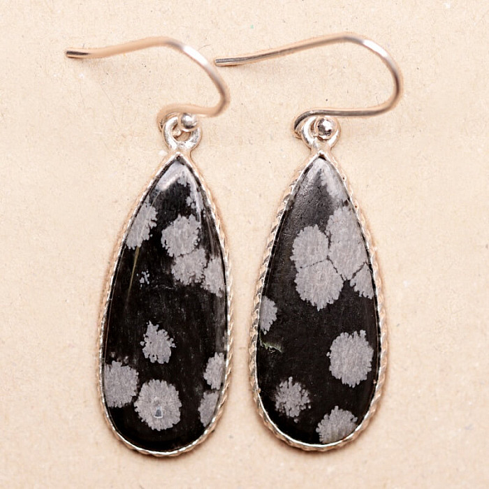 Obsidián vločkový náušnice stříbro Ag 925 53626 - 2