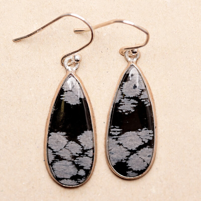 Obsidián vločkový náušnice stříbro Ag 925 53666 - 2