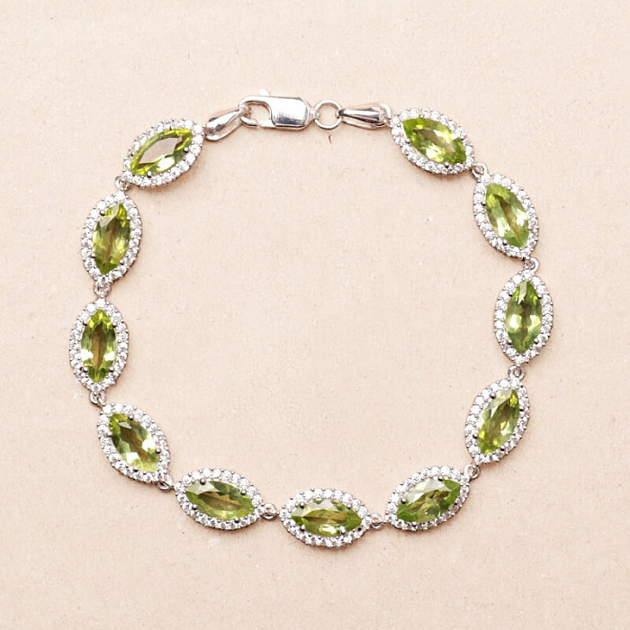 Olivín broušený náramek stříbro Ag 925 BCZB21 - 18